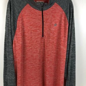 SB Tech Big Tall Cool Play 1/4 Zip Sweater Pullover Color Block Red Gray 2XLT